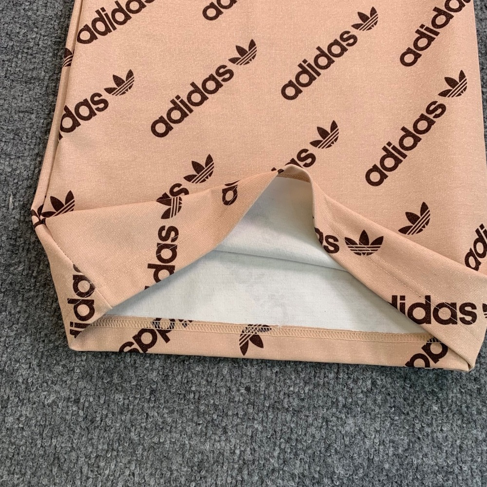 Adidas Originals Dress Monogram Long Sleeve Logo Print Bodycon‎ Pink Peach XS - Picture 8 of 9